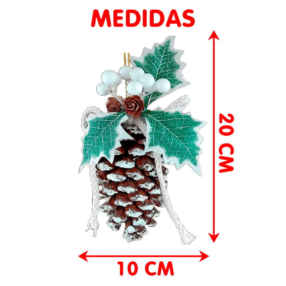 Pinha Nevado Enfeite Árvore Natal 2 Peças e Pendentes Pinha Nevado Enfeite Árvore Natal