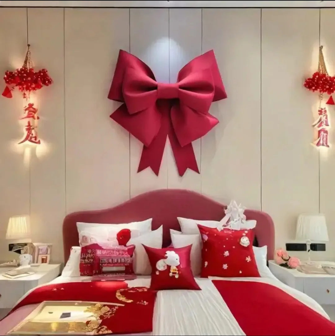 Laço Grande Natal Luxo Glitter 30/50/75cm Para Decoração - Cor Vermelho