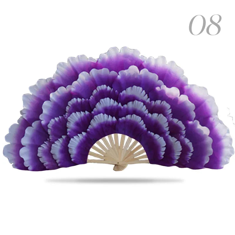 Leque Retrô Dobrável Peônia Flor Fã de seda dança, fã dança nacional, ventilador dobrável