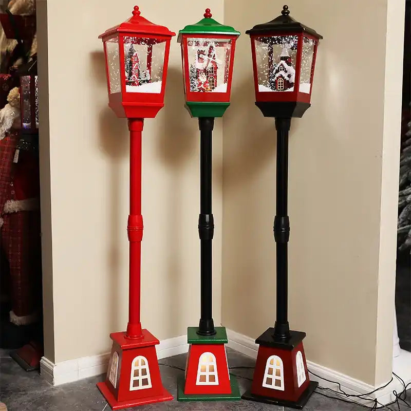 Poste lanterna natal decorativa com luz LED poste decorativo papai Noel Natal Luz e Neve