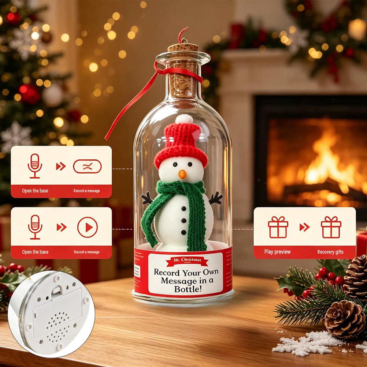 Garrafas Decorativas de Vidro com Gravador de Cenários em Miniatura Agradável Mensagem (Enfeites de Natal)