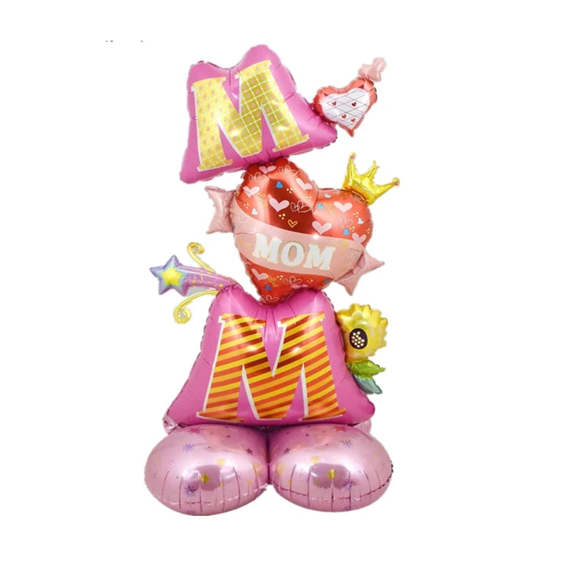 Feliz Dia das Mães Balão em pé - Balão de alumínio reutilizável rosa para decoração de festa