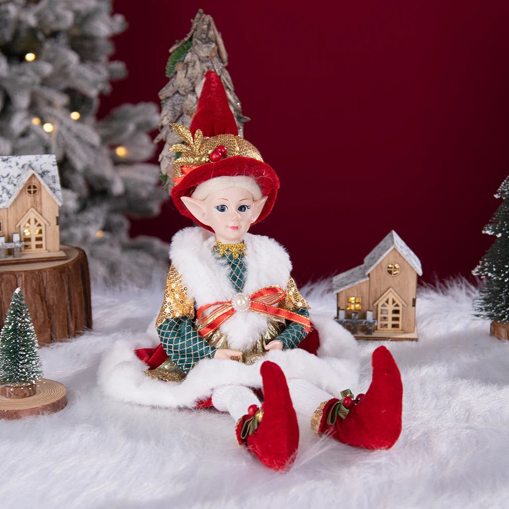 Elfo de Natal, 38cm Macios e Adoráveis Enfeites de Árvore de Natal de Elfos para Árvore de Natal