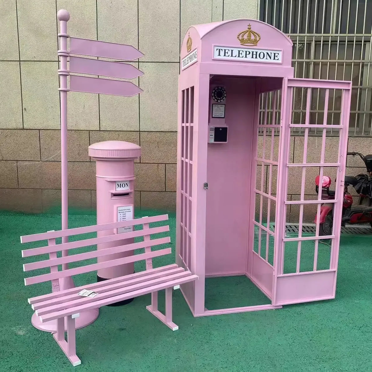 Cabine Telefônica Britânica Antigo Retro Rosa Estilo britânico antigo vintage foto cabine