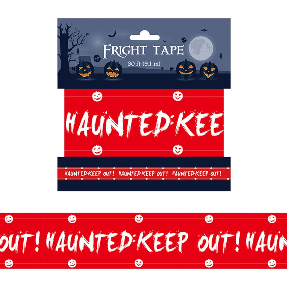 Pacote com 1 fita de advertência de Halloween, decoração de Halloween, fita de perigo
