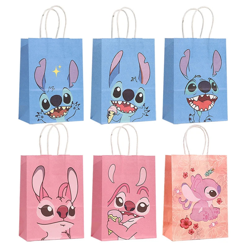 6 Peças Sacolas de Papel para Festas, Decoração de Festa Sacolas de presente Lilo & Stitch