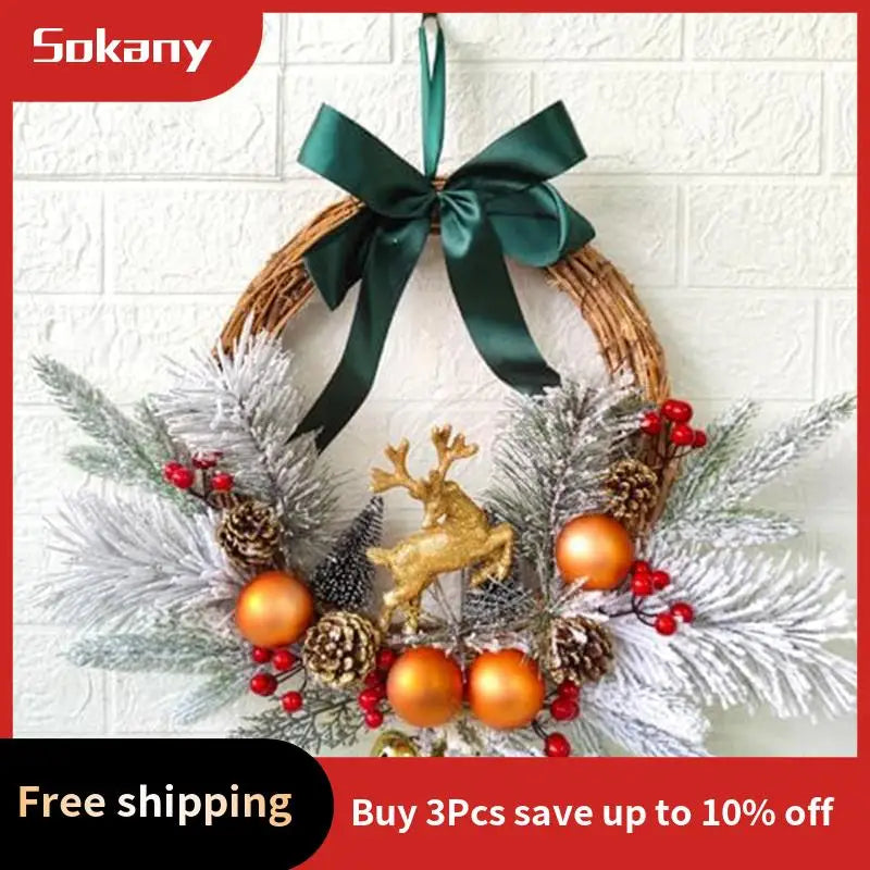 Guirlanda pequena, enfeites de natal, decoração de atmosfera guirlanda Natal artificial porta