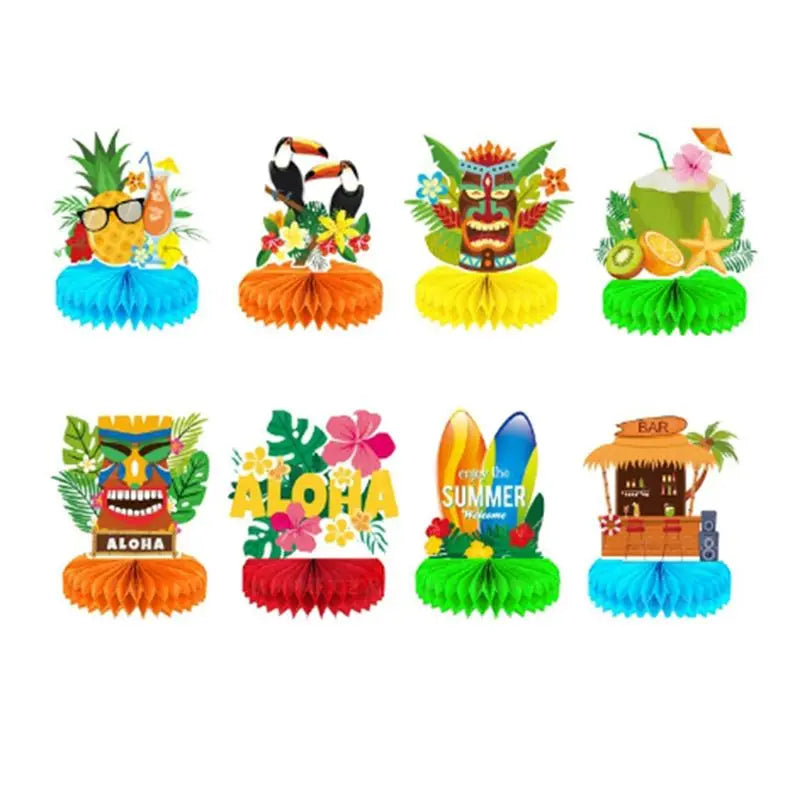kits Conjunto de Centros de Mesa em Formato de Favo de Mel com Tema Tropical/Havaiano (Luau)