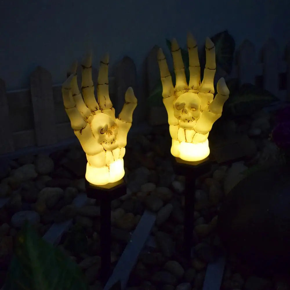 Mão Esqueleto Halloween Luminária Solar de Jardim LED à Prova D'Água Estilo Fantasma