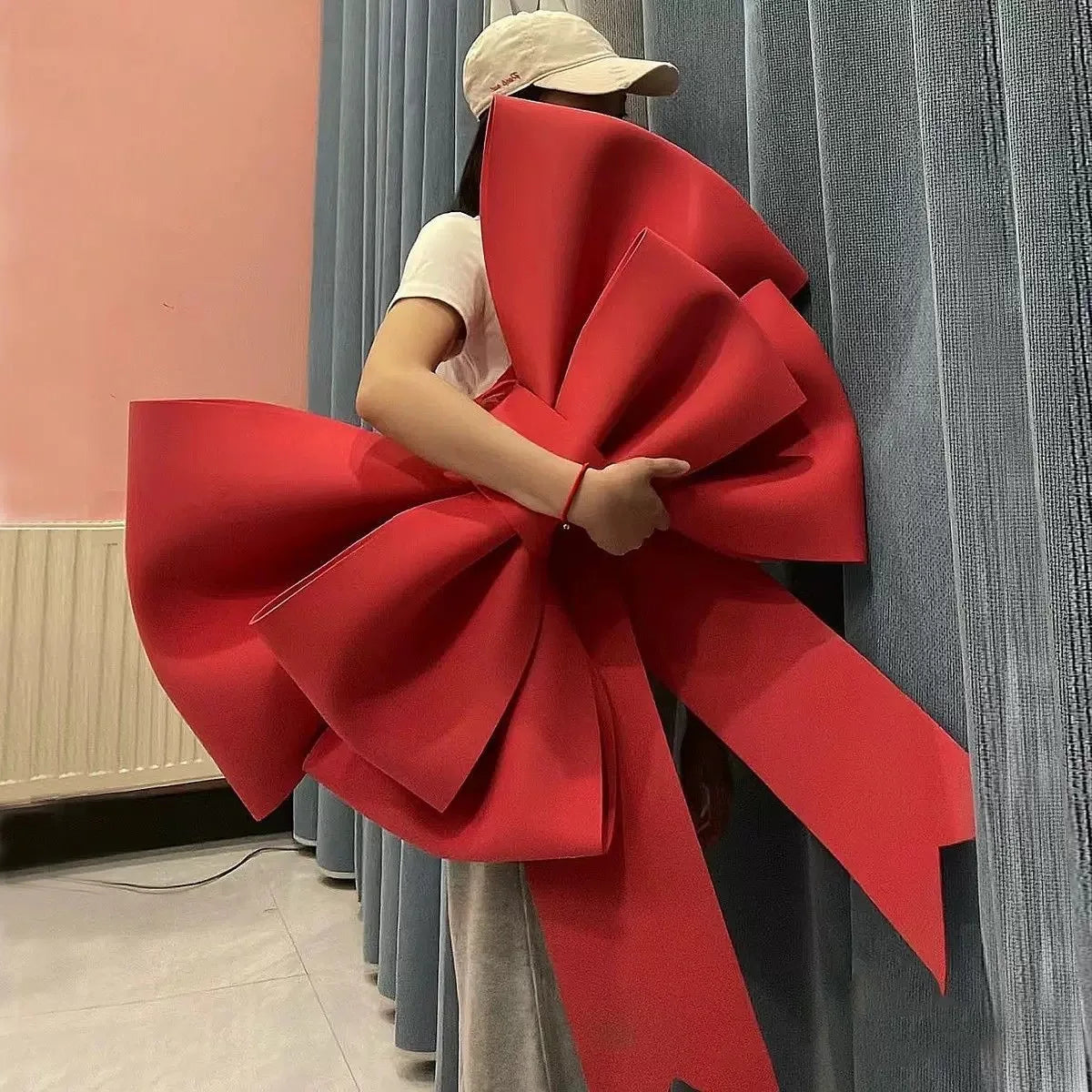 Laço Grande Natal Luxo Glitter 30/50/75cm Para Decoração - Cor Vermelho
