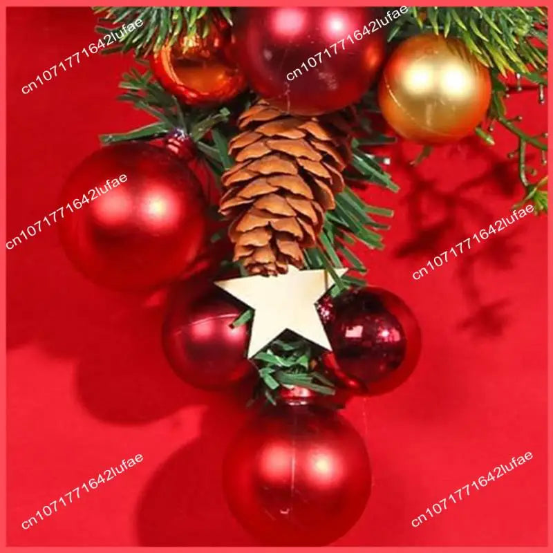 Guirlanda de porta de guirlanda artificial e guirlanda nevada natal com laço vermelho