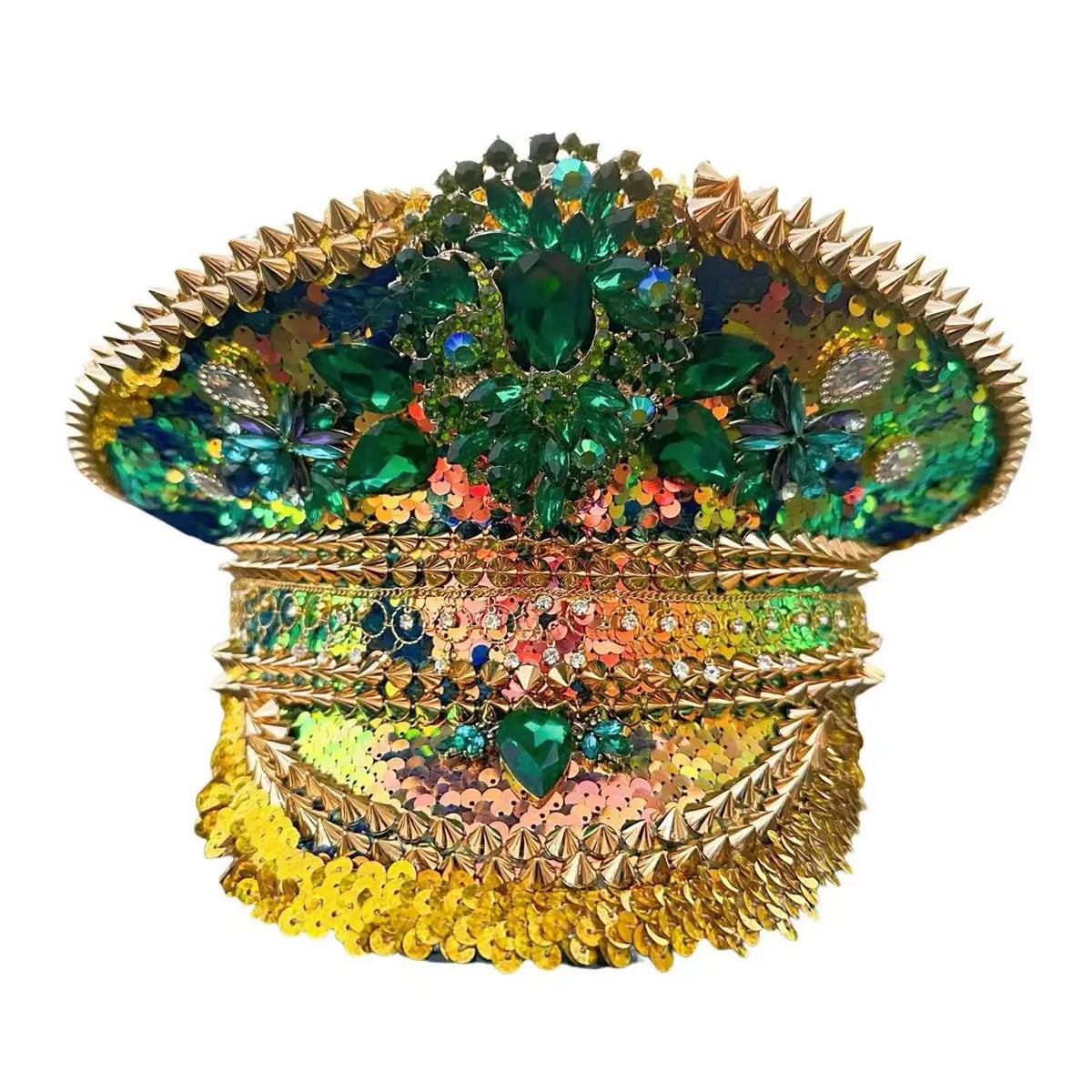 Chapéu de Capitão / Sargento Estilo Steampunk com Lantejoulas e Strass Carnaval, Festas à Fantasia