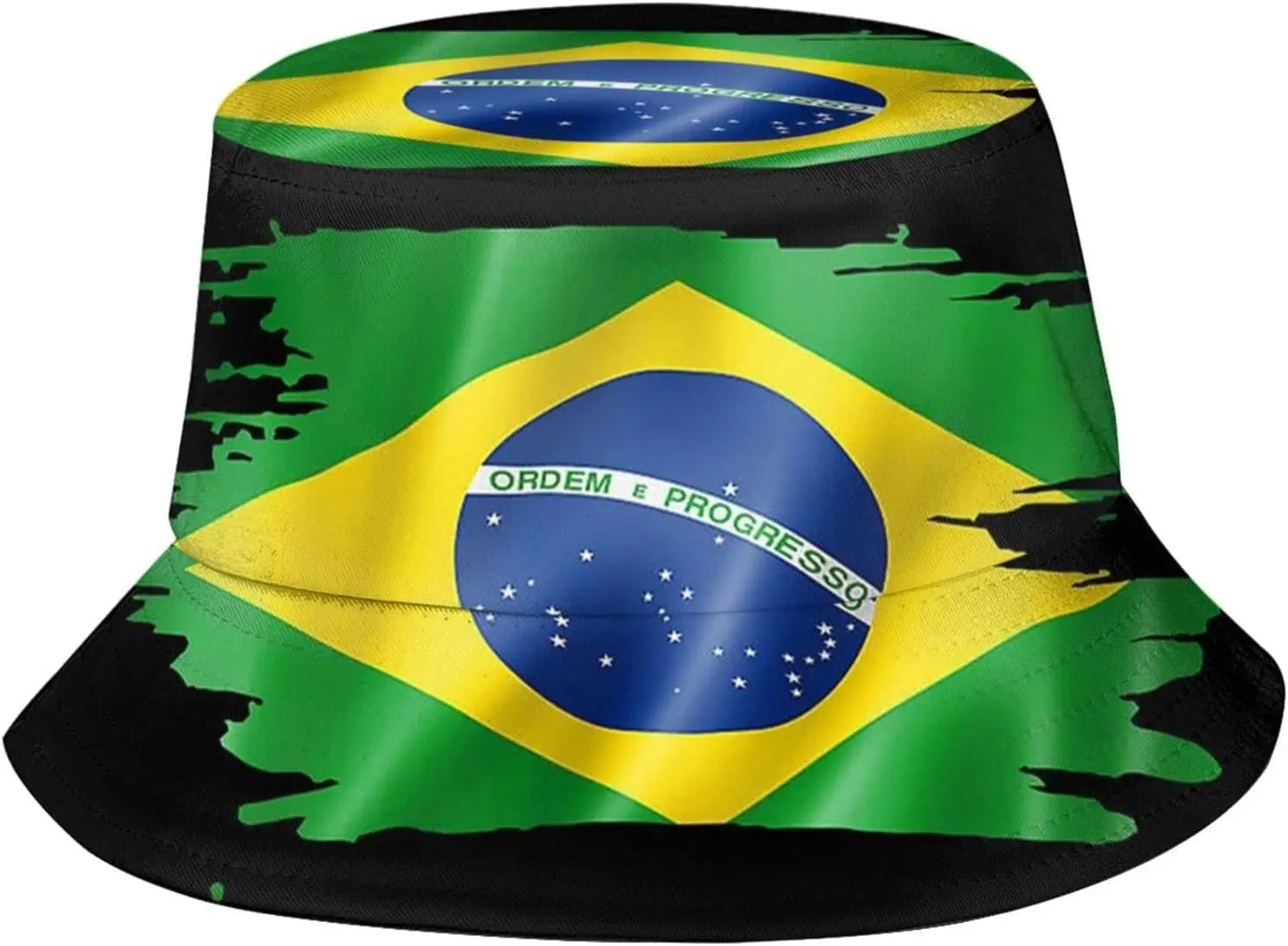 Chapéu Bucket Unissex com Estampa da Bandeira do Brasil, Estilo Pescador, Ideal Verão
