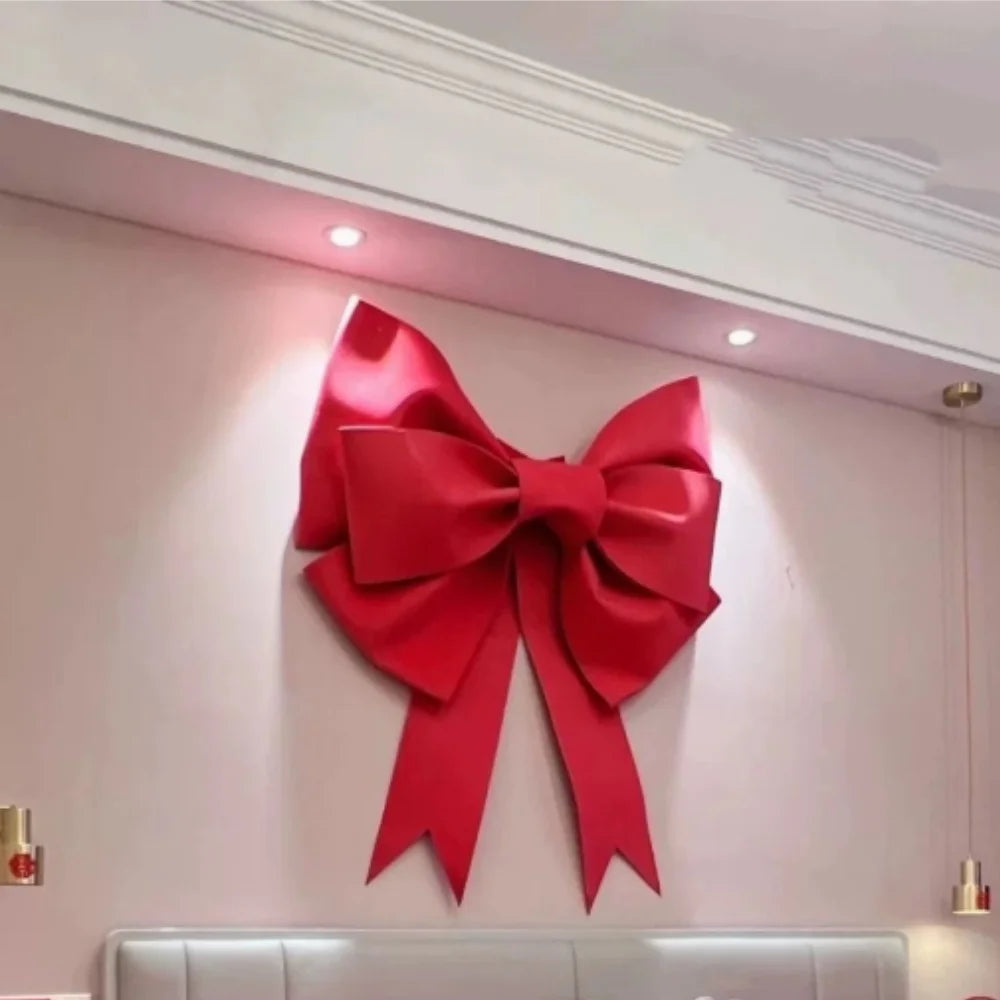 Laço Grande Natal Luxo Glitter 30/50/75cm Para Decoração - Cor Vermelho