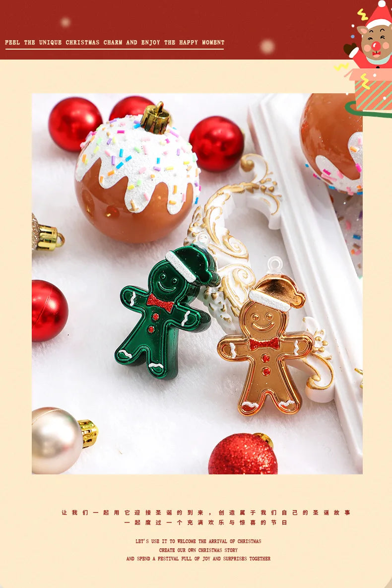 Bola de natal homem de gengibre árvore de natal 42 Peças De Bolas De Natal Vermelhas