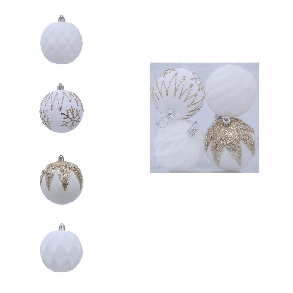 Bola Natal Veludo Bola Natal Pingente Glitter 4 Peças de Enfeites de Bola de Natal de Veludo
