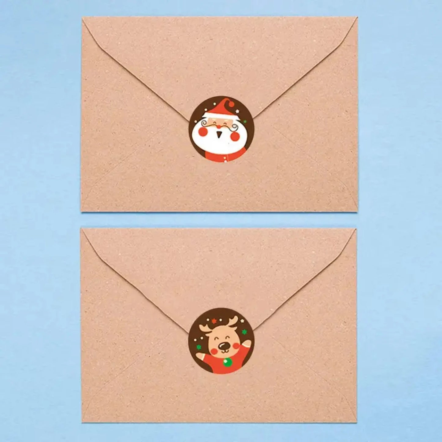 500 peças de envelopes adesivos de Natal, adesivos redondos de 2,5 m, 4 estilos