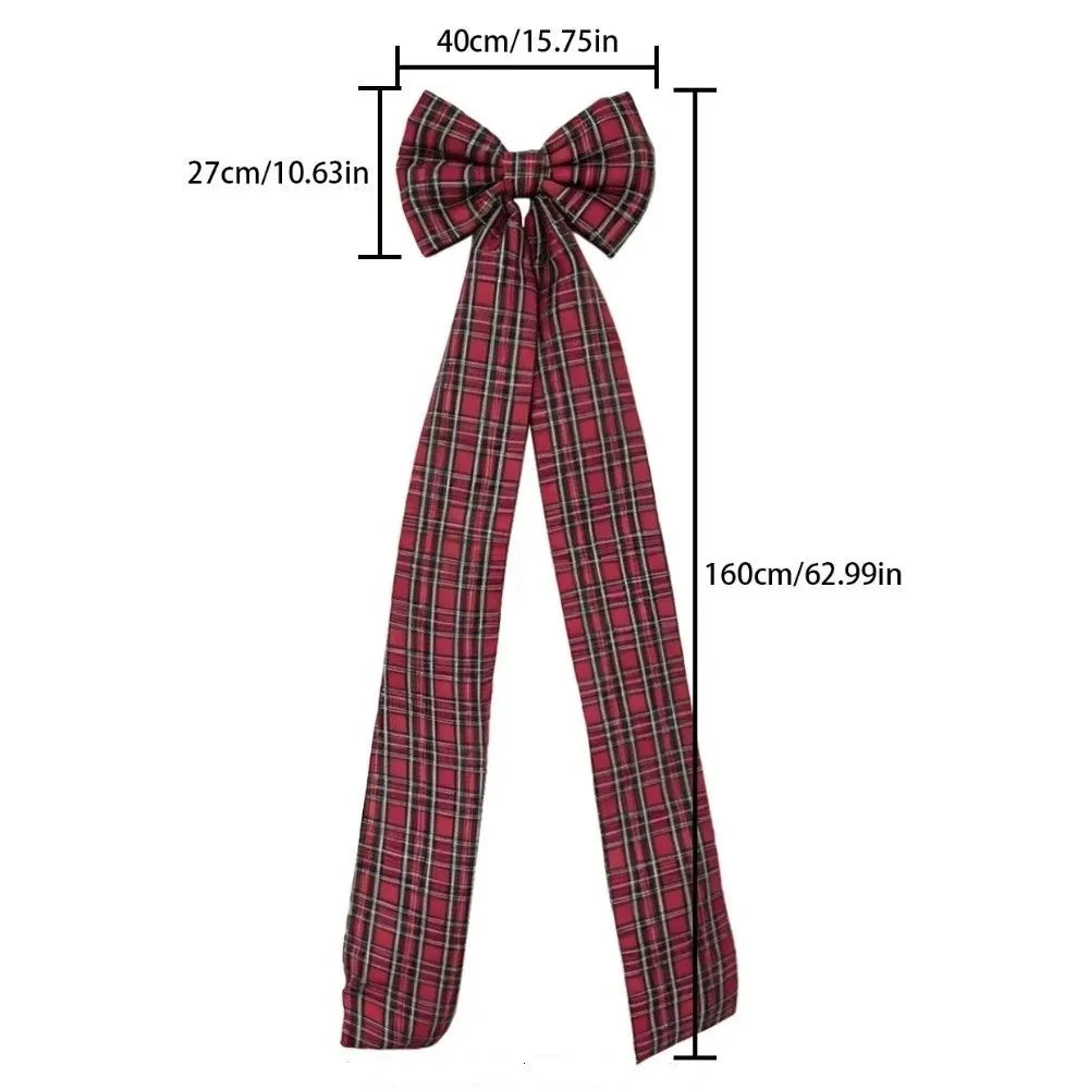 Laço Vermelho Gigante para Shopping, Laços Decorativos de Natal Grandes Fitas Longas Estilo Tartan ou Xadrez