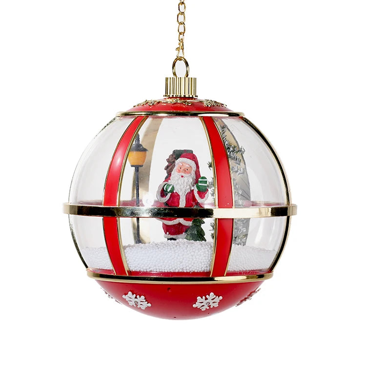 Globo de Neve Suspenso Musical com LED Também Conhecido como Bola de Natal Gigante com Papai Noel