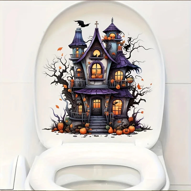 Adesivos Abóbora Castelo Halloween decalques de parede de abóbora de Halloween