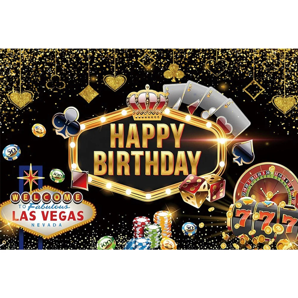 Cenário de aniversário de cassino Las Vegas Casino Noite Tema de Aniversário Decorações