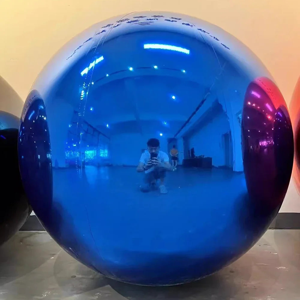 Bola de espelhos para shopping Bola de espelhos inflável, balão gigante espelhado prateado