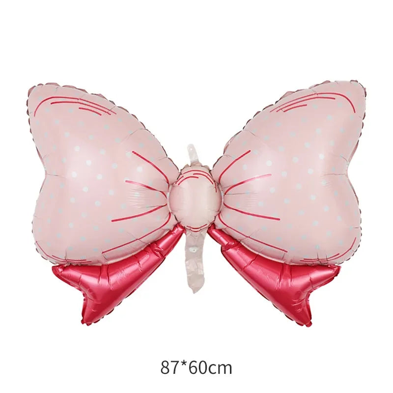 Balões de laço, decoração de chá de bebê com gravata borboleta