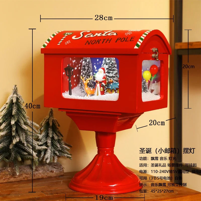 Poste lanterna natal decorativa com luz LED poste decorativo papai Noel Natal Luz e Neve