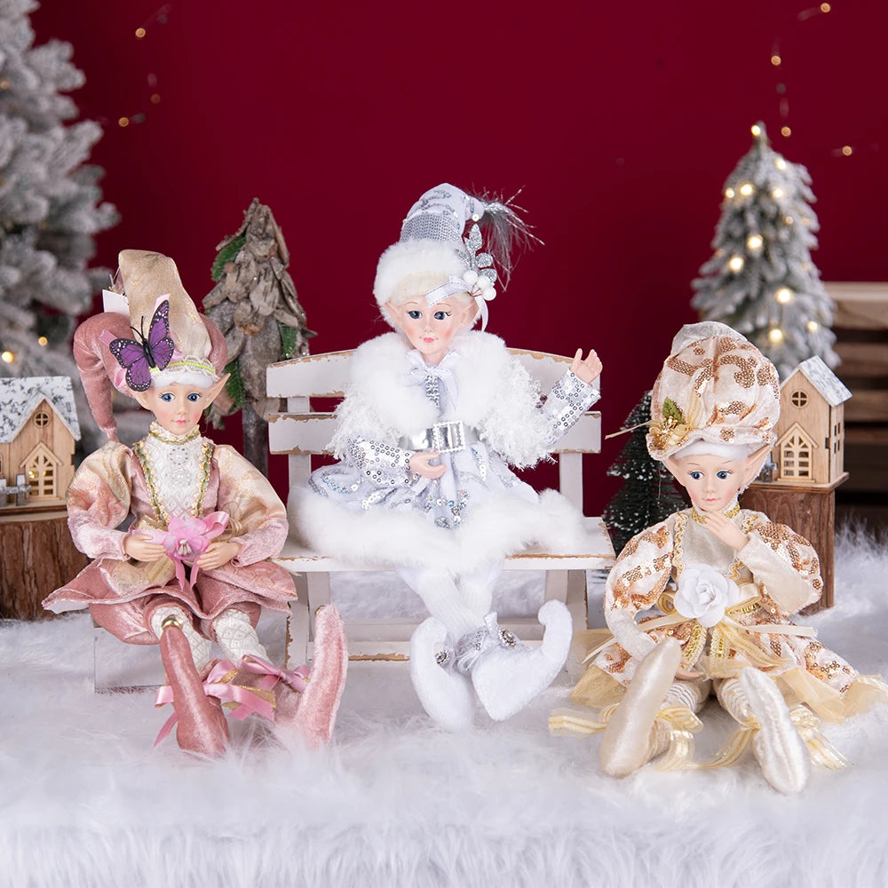 Elfo de Natal, 38cm Macios e Adoráveis Enfeites de Árvore de Natal de Elfos para Árvore de Natal