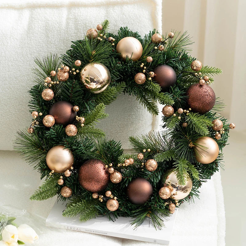 Guirlanda de Natal Com/Bola Bege Porta da Frente Inverno Guirlanda de Natal Pendurado