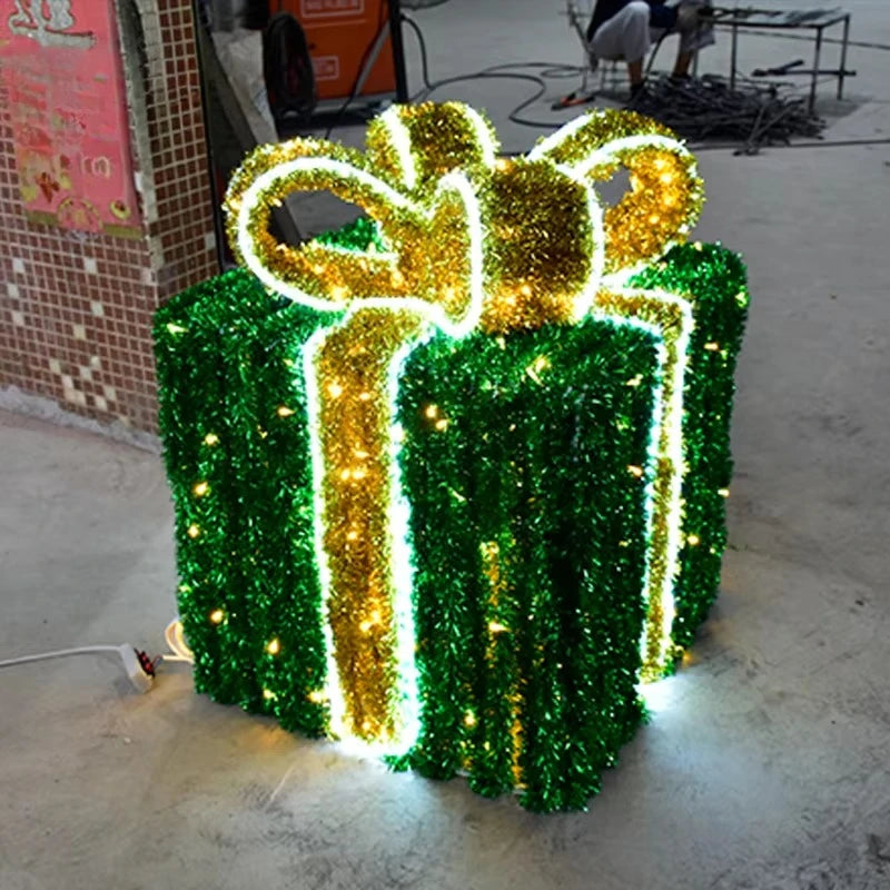 Decoração de Natal ao ar livre LED 3D Caixas de presente iluminadas Presentes