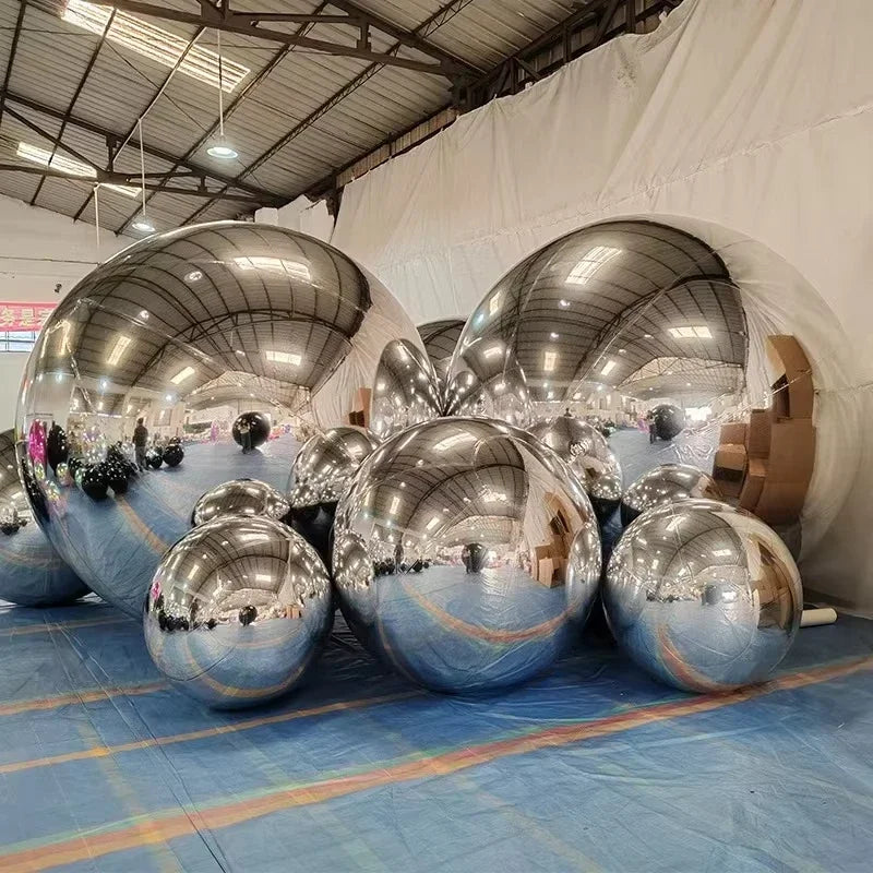 Bola de espelhos para shopping Bola de espelhos inflável, balão gigante espelhado prateado