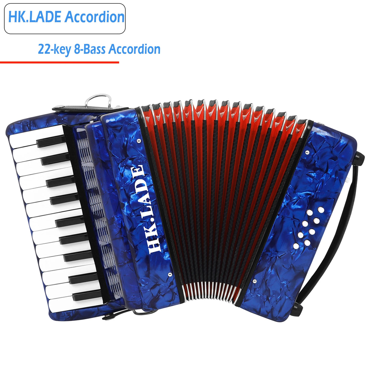 Acordeon profissional, instrumento musical de acordeon com 22 teclas, 48 Teclado