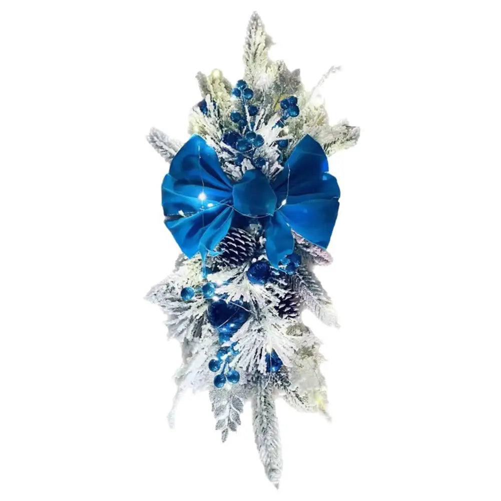 Guirlanda de Natal Decoração Azul e Branco Componente com Guirlanda Dupla de Pinha