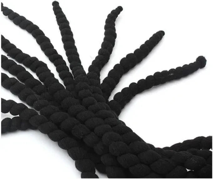 Chapéu Rasta com trava de pescar como cabelo preto longo – Peruca Rasta acessório
