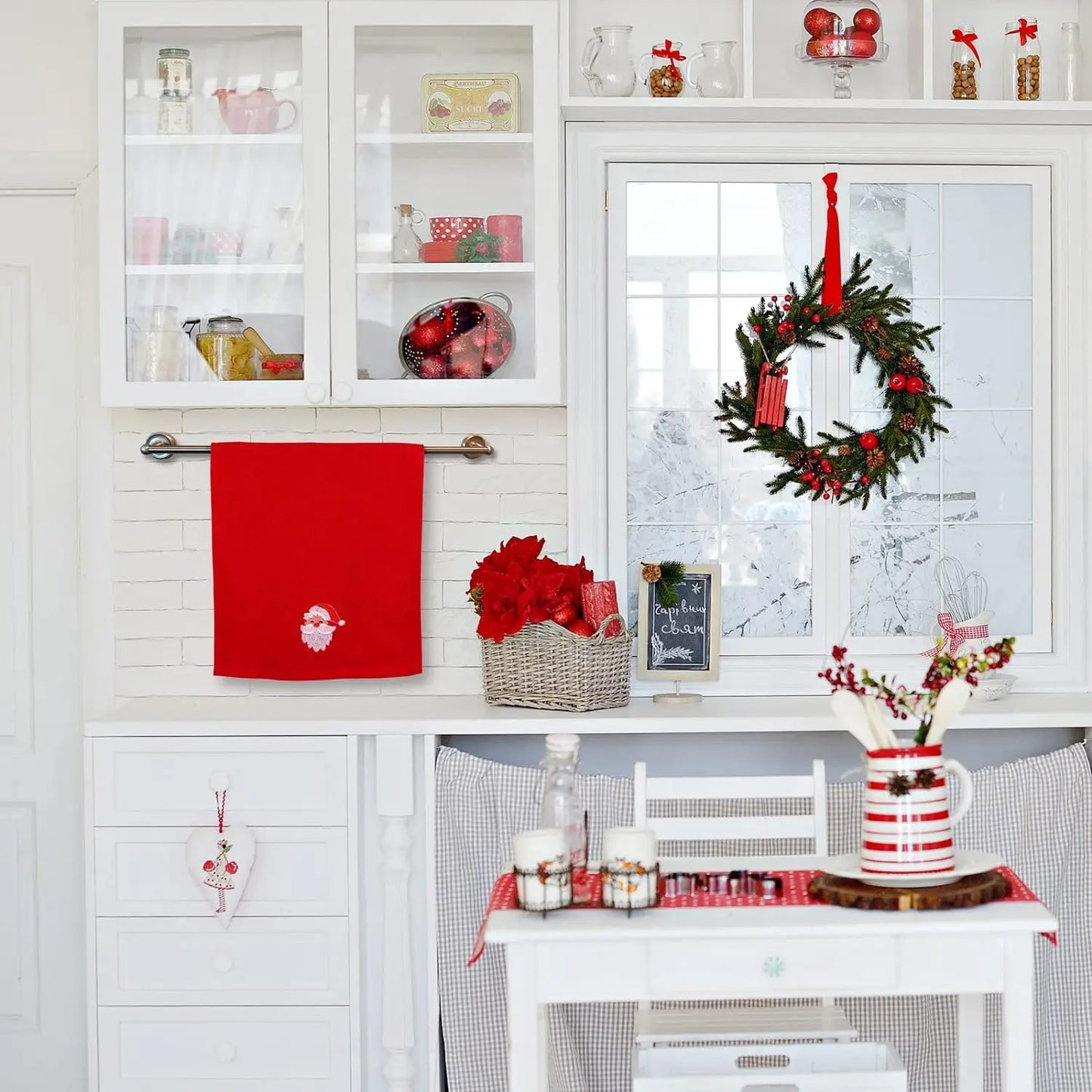 3 Peças Conjunto de Toalha de Mão de Natal Algodão Macio e Alta Absorção Natal