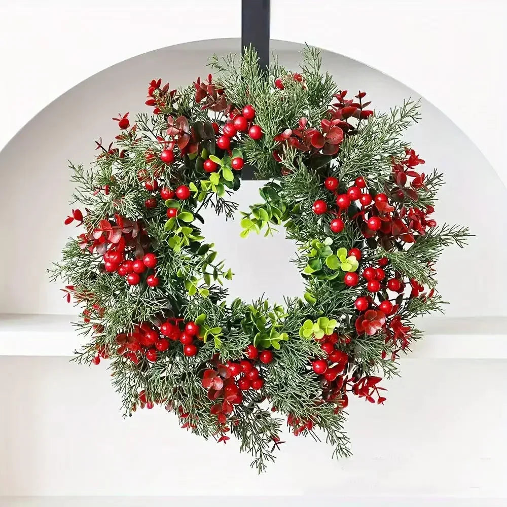 Guirlanda de Natal Artificial com Folhagem Verde e Frutas Vermelhas (Semelhante a Modelos 40cm a 45cm