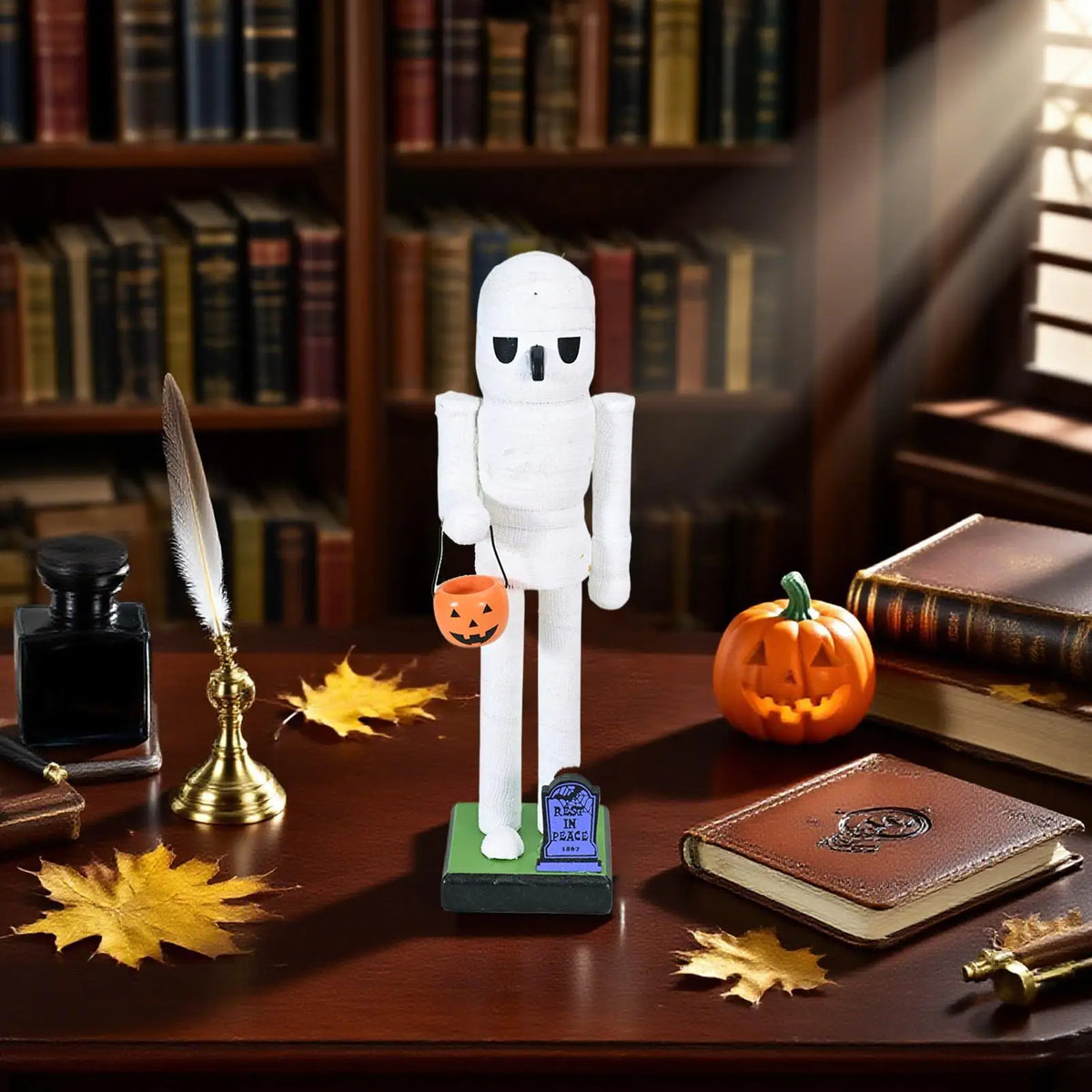 Quebra-Nozes de Halloween Estatueta na Abóbora Bruxa Quebra-Nozes Figurino