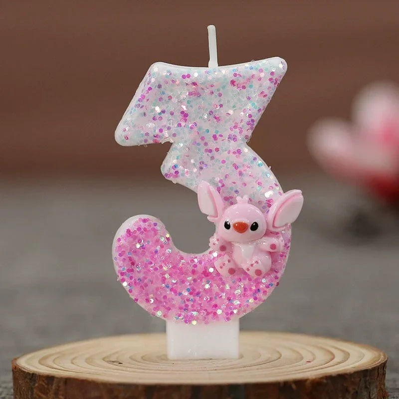 Vela Aniversário Stitch Em Biscuit Dois Digitos 1 A 9 Anos