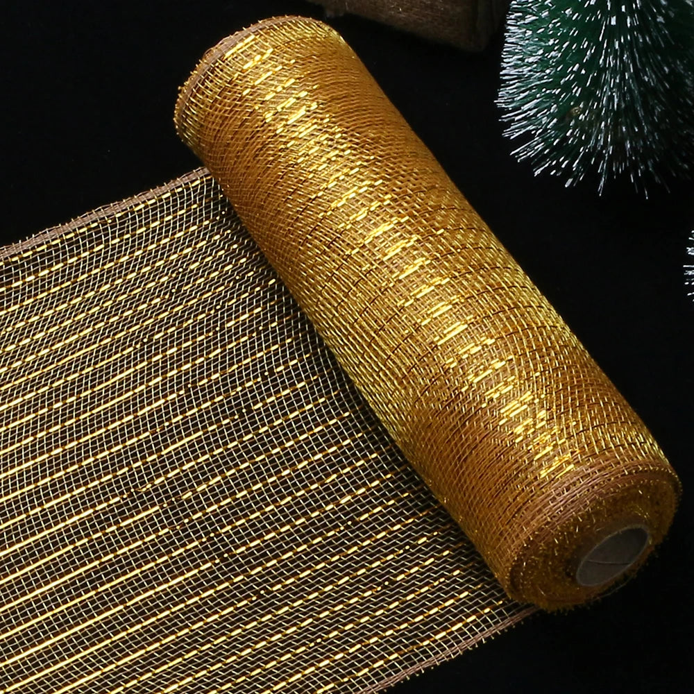 Fita de Malha de Natal Rolo de Tule com Glitter para Árvore e Guirlanda