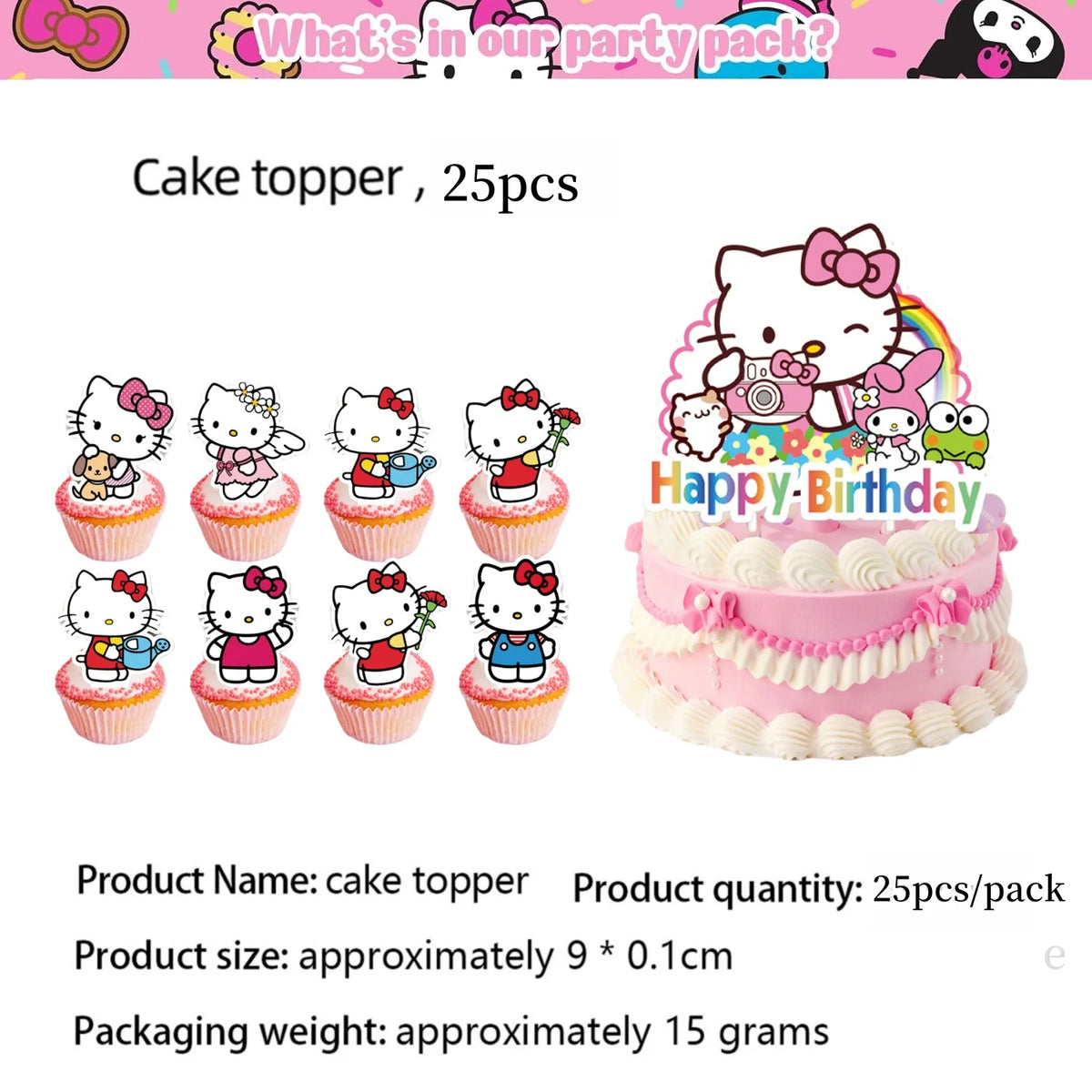 Kit de hello kitty para decoração de festa de aniversário de Kitt - 217 peças, incluindo top