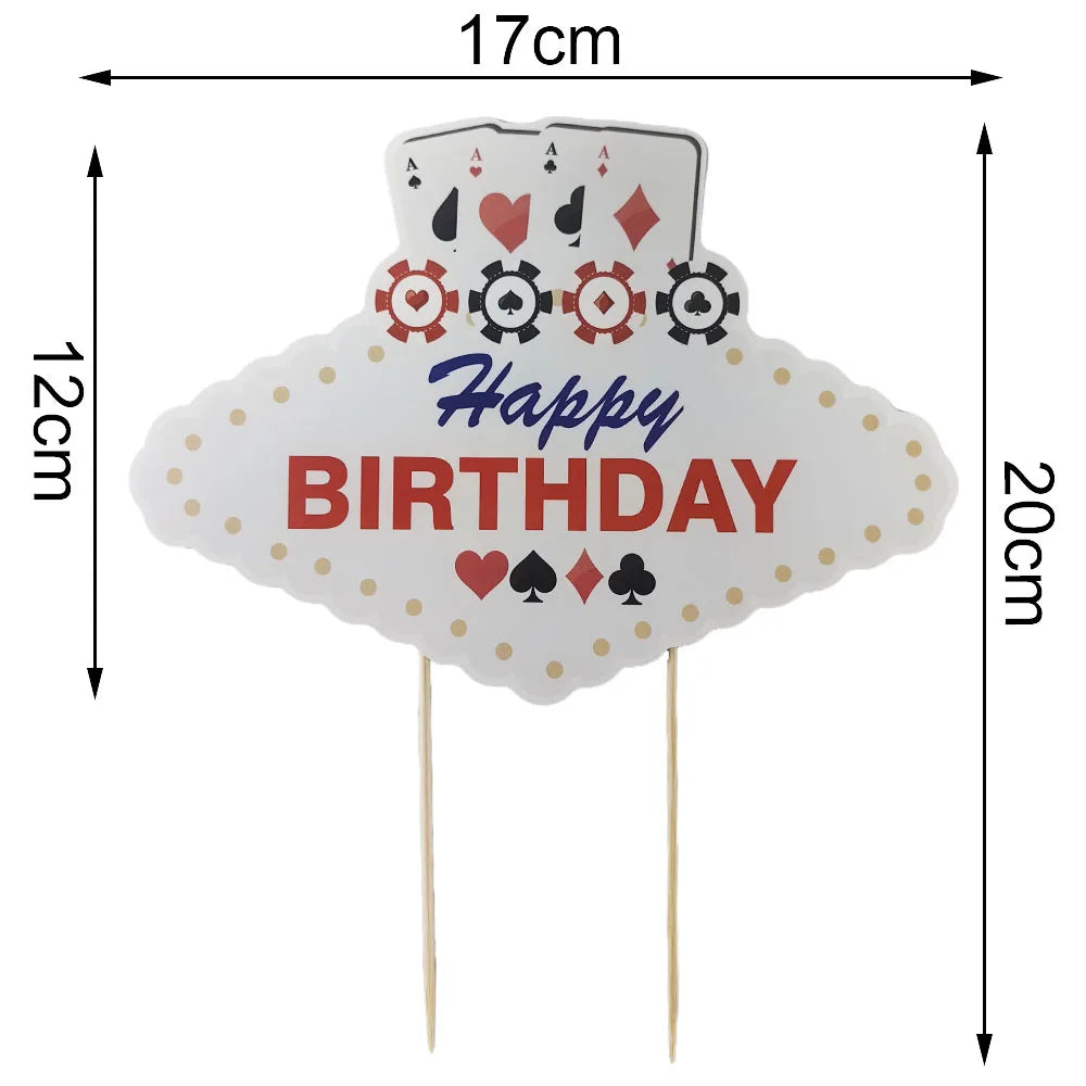 Cassio Poke 25 Peças de topo de cupcake com glitter, tema Vegas, palitos de dente e palitos