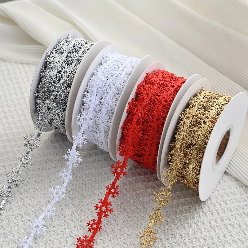 Fita 4 Cores Rolos Flocos de Neve de Natal Presente de Fitas de Natal Decoração Colorido 10M
