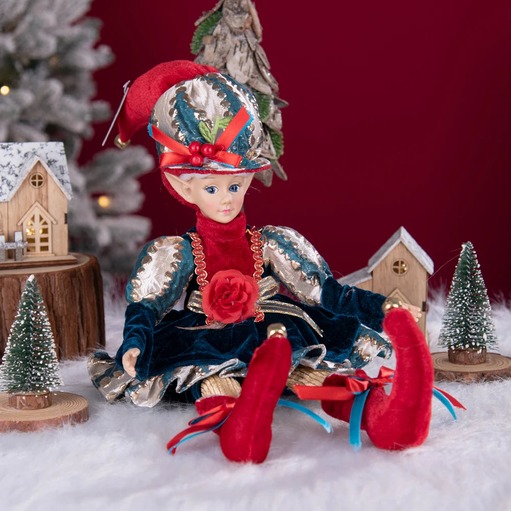 Elfo de Natal, 38cm Macios e Adoráveis Enfeites de Árvore de Natal de Elfos para Árvore de Natal