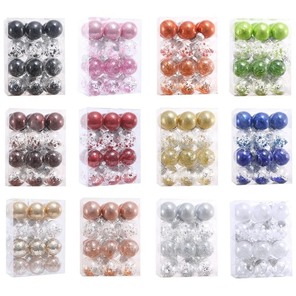 kits de Bolas Natal Inquebráveis (Geralmente com 24 Unidades de 4 cm), Feitas de Plástico Resistente