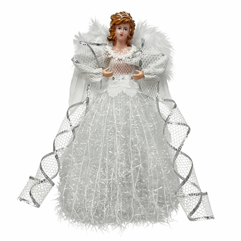 Anjos Natalinos Vestidos Brilhantes São Perfeitos Ponteira de Árvore de Natal 30cm*11.8 Pol./16cm*6.3 Pol.