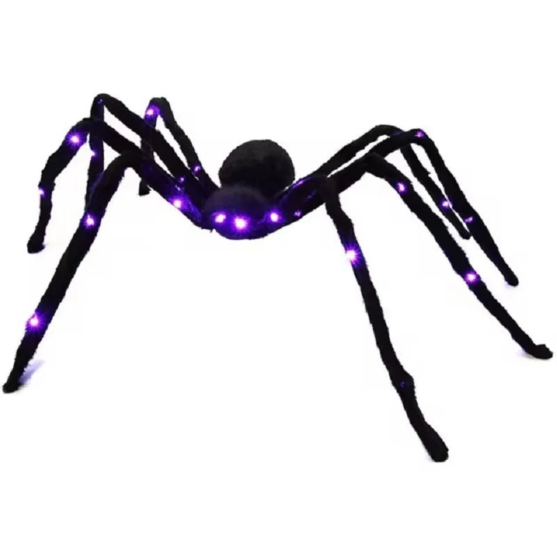 Aranhas Grandes Iluminadas de Halloween Adereços de Aranha Peluda Realista Halloween