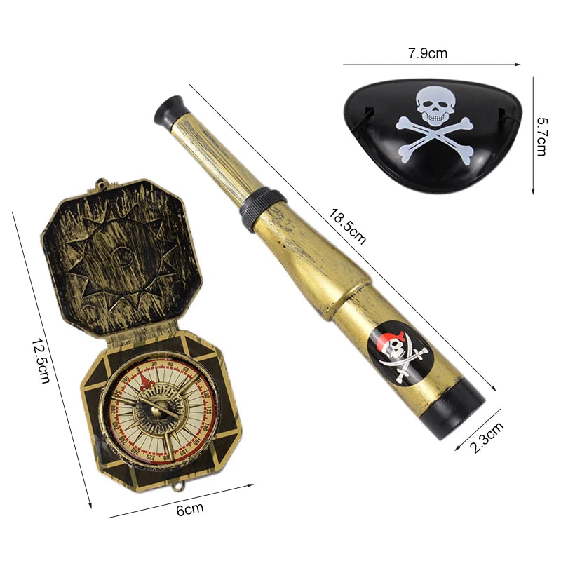 Kit Festa Temática de Piratas Incluir Faixa de Feliz Aniversário Toalha de Mesa