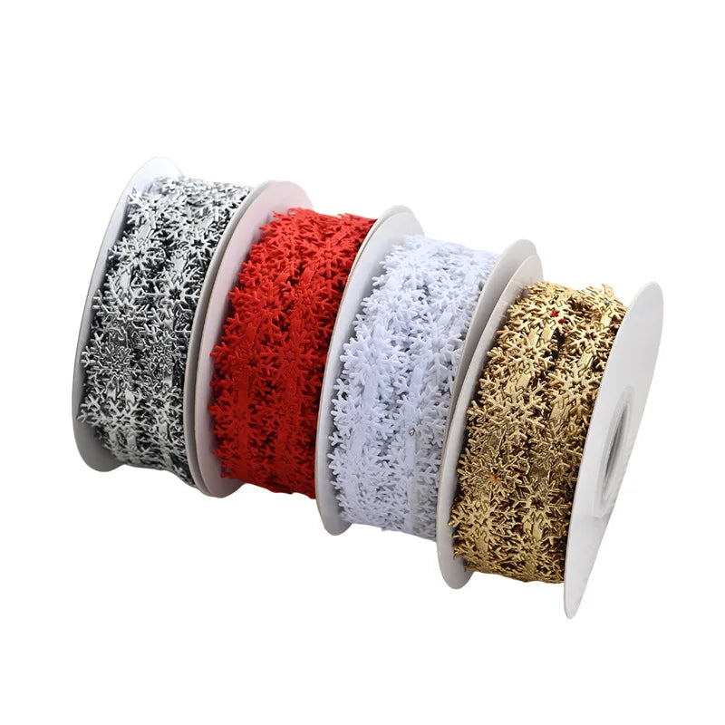 Fita 4 Cores Rolos Flocos de Neve de Natal Presente de Fitas de Natal Decoração Colorido 10M