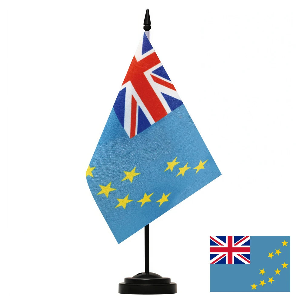 Bandeira de Mesa de Tuvalu Union Jack no Canto Superior Esquerdo e Estrelas Amarelas que Representam as Ilhas